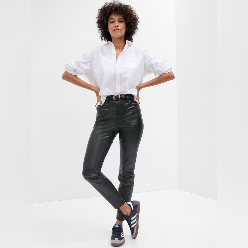 GAP Black Faux Leather High-Rise Universal Pants Leggings